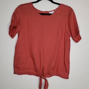 Rachel Zoe| Boxy Rust Orange Linen Top